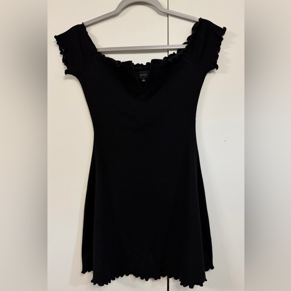 MAJORELLE Black Ribbed Ruffle-Trim Mini Dress - Picture 2 of 6
